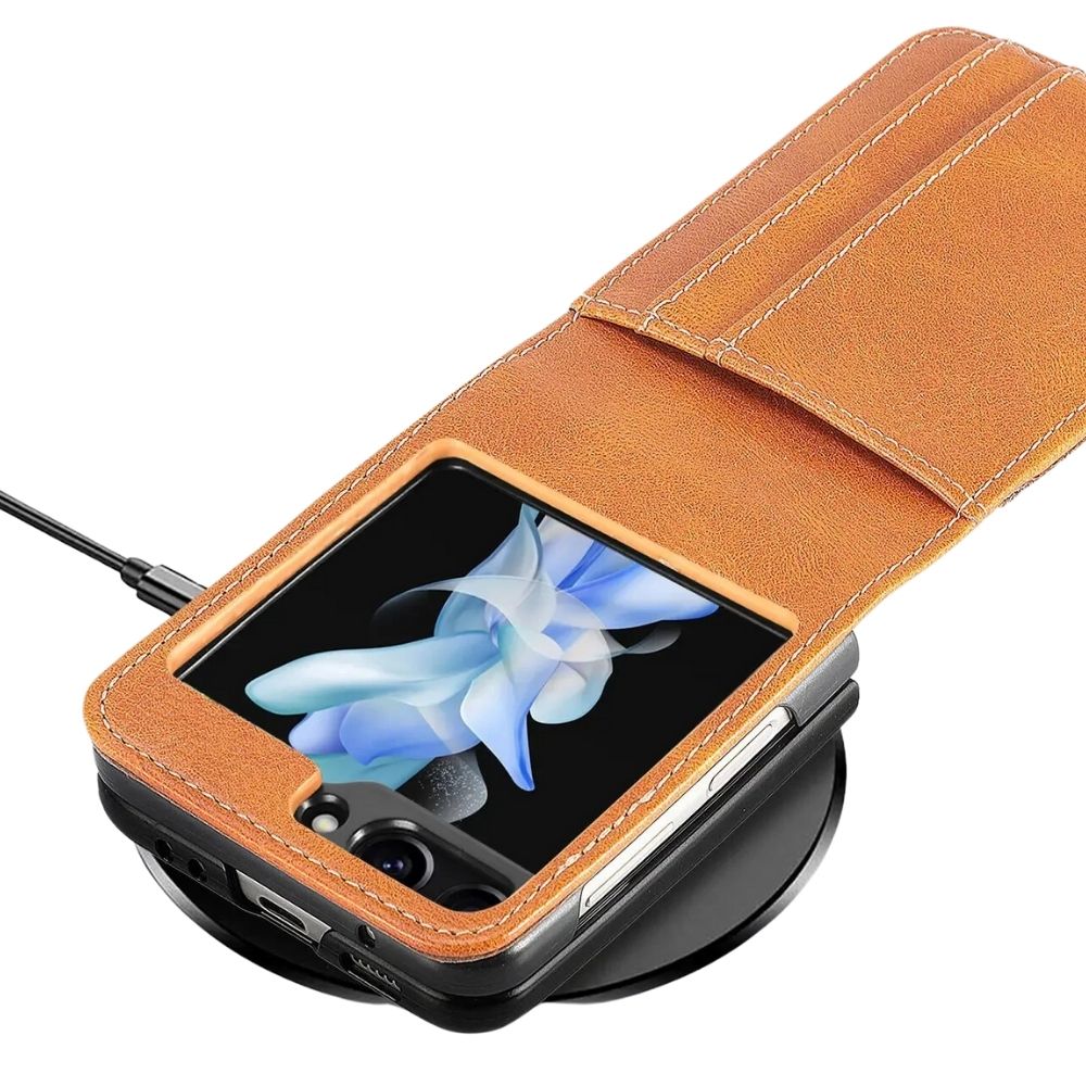 FlexiLeather Z Flip 6, 5 Shockproof Leather Case