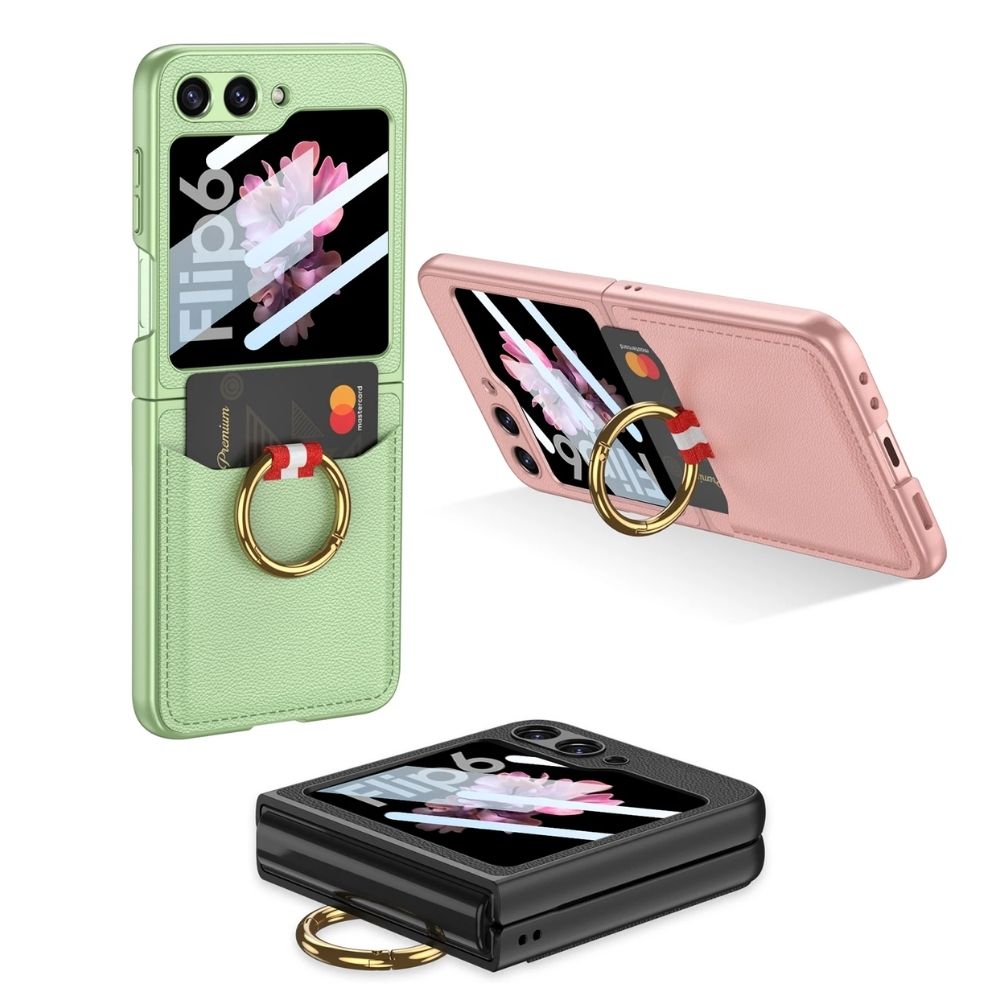 LuxGuard Z Flip 6, 5 Leather Wallet Case