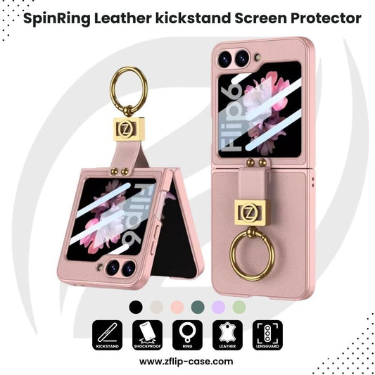 SpinRing Z Flip 7, 6, 5 Leather 360° Ring kickstand Screen Protector