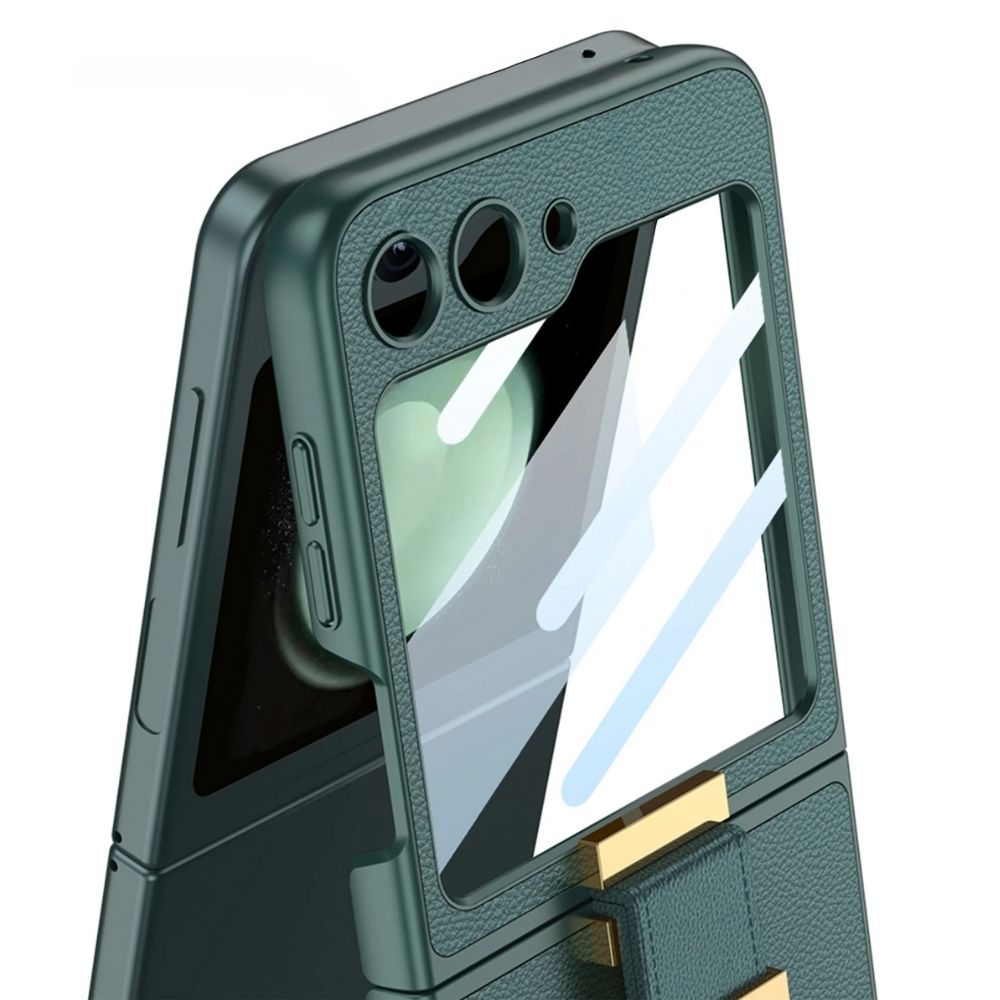 SpinRing Z Flip 6, 5 Leather 360° Ring kickstand Screen Protector