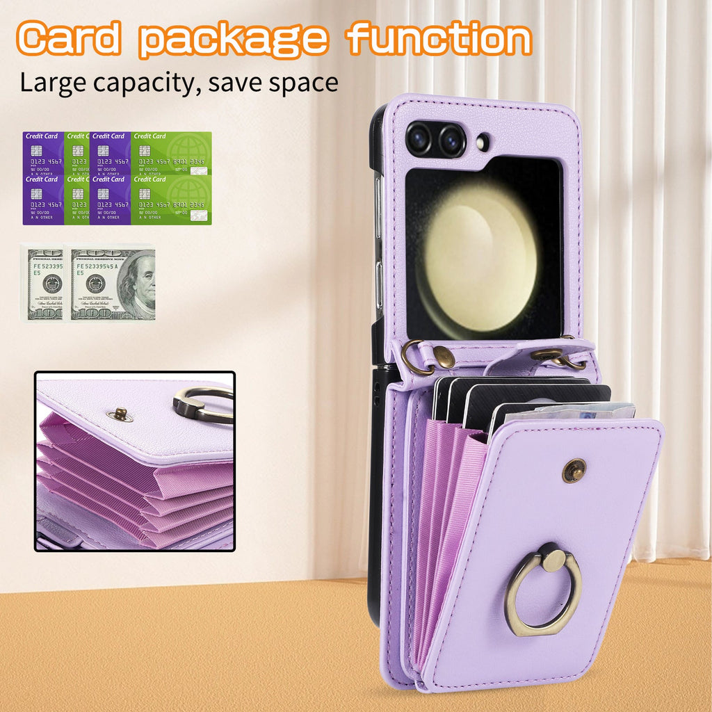 FlipSafe Z Flip 7, 6 Anti-Theft Wallet Case with Card Slot & Stand
