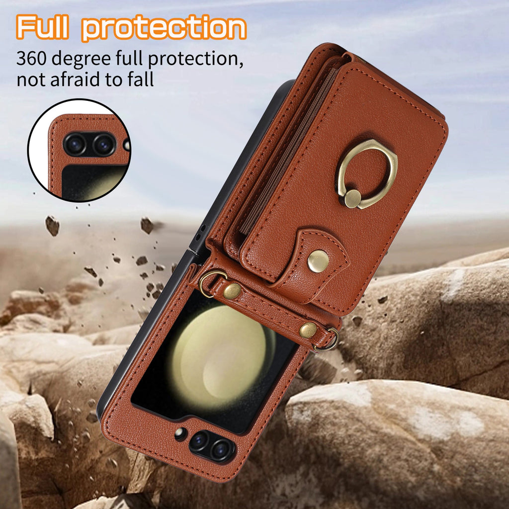 FlipSafe Z Flip 7, 6 Anti-Theft Wallet Case with Card Slot & Stand