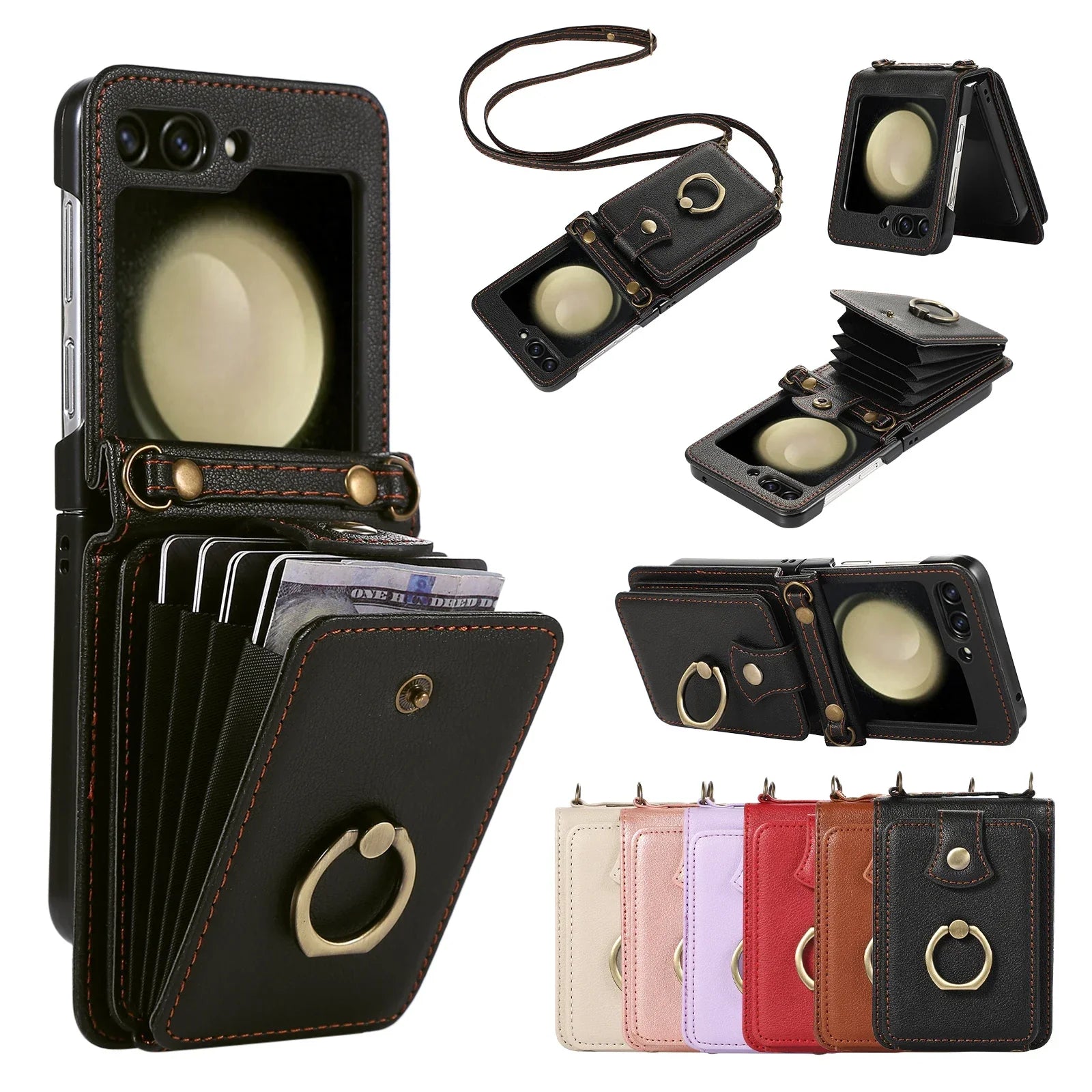 FlipSafe Z Flip 7, 6 Anti-Theft Wallet Case with Card Slot & Stand