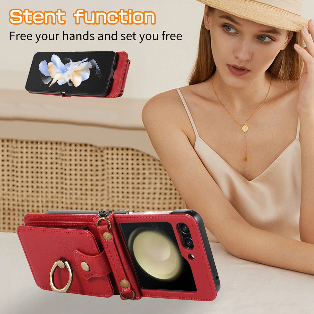 FlipSafe Z Flip 7, 6 Anti-Theft Wallet Case with Card Slot & Stand