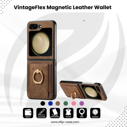 VintageFlex Z Flip 6, 5, 4 Magnetic Leather Wallet Case