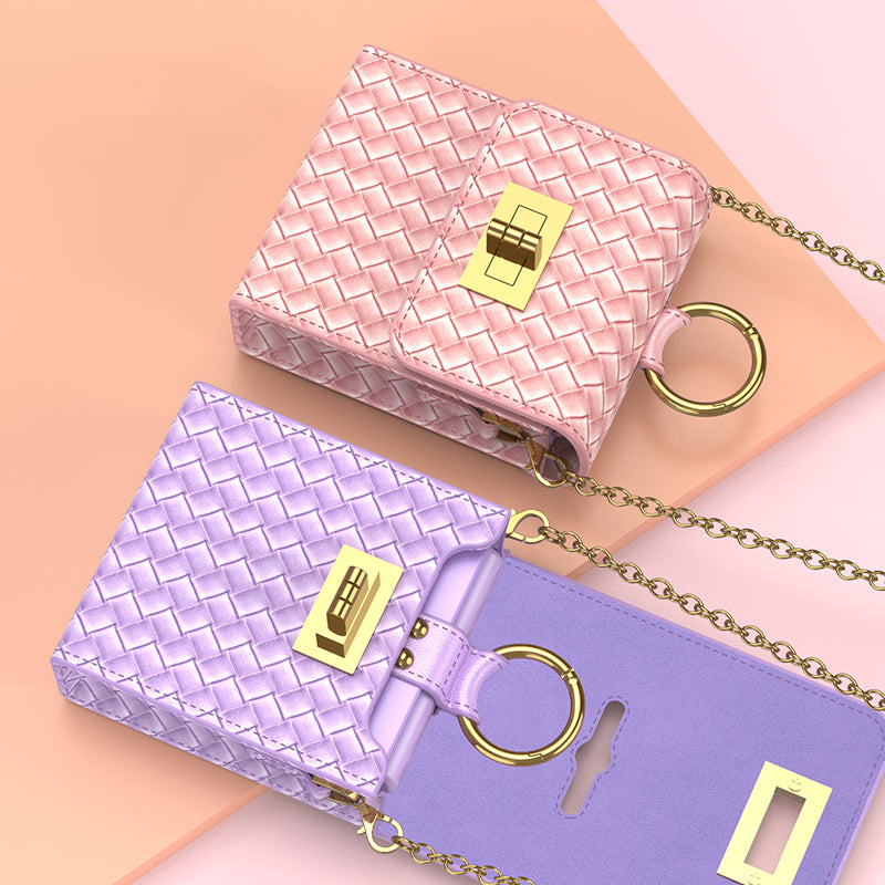 Woven Leather Z Flip 6, 5, 4 Shoulder Bag & Case