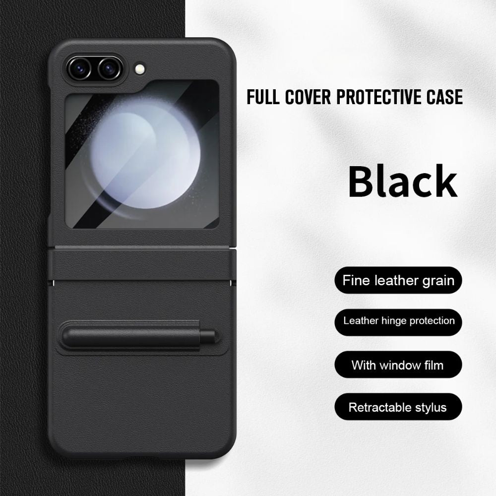 FlexPen Z Flip – Matte Leather Case with Stylus & Hinge Protection